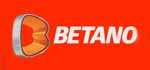 Betano Logo, weiße Schrift auf orangem Grund